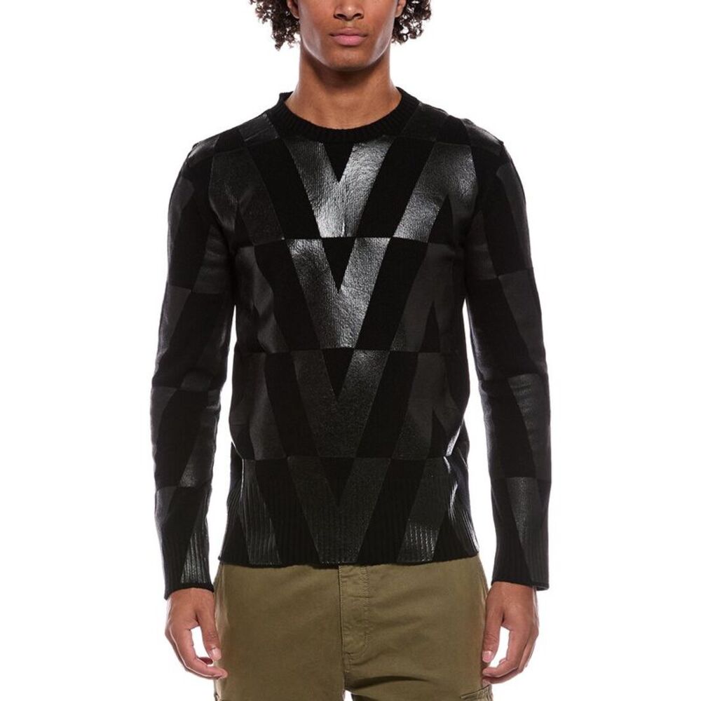 Valentino Mens  Wool Crewneck Sweater, Black
